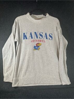 Kansas Jayhawks Sweatshirt Crewneck Pullover Textured Gray KU Ladies Small